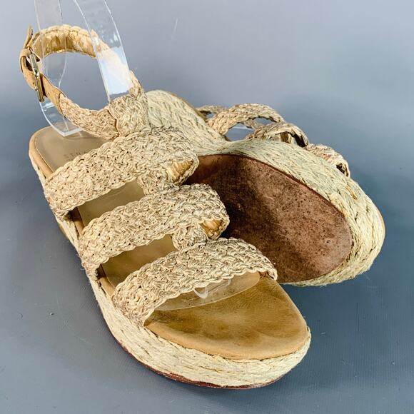 STUART WEITZMAN Size 7 Beige Natural Metallic Espadrille Sandals - Picture 5 of 13